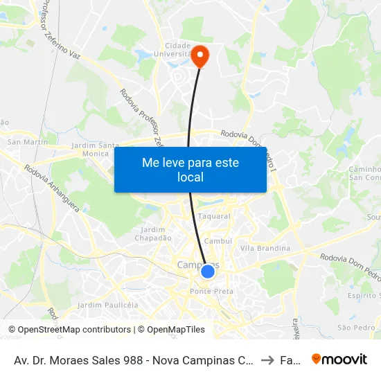 Av. Dr. Moraes Sales 988 - Nova Campinas Campinas - SP 13100-201 Brasil to Facamp map