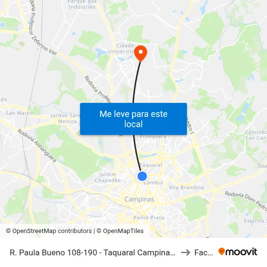 R. Paula Bueno 108-190 - Taquaral Campinas - SP 13076-061 Brasil to Facamp map