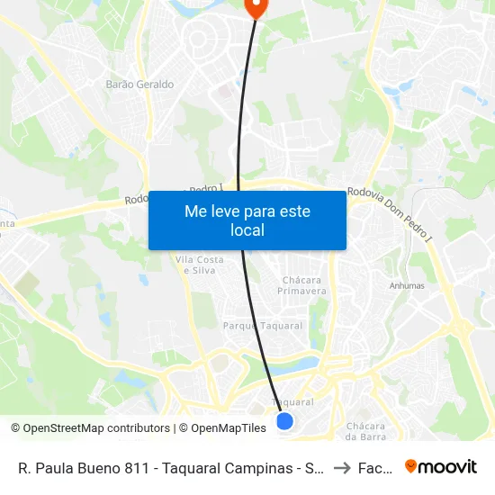 R. Paula Bueno 811 - Taquaral Campinas - SP 13076-061 Brasil to Facamp map