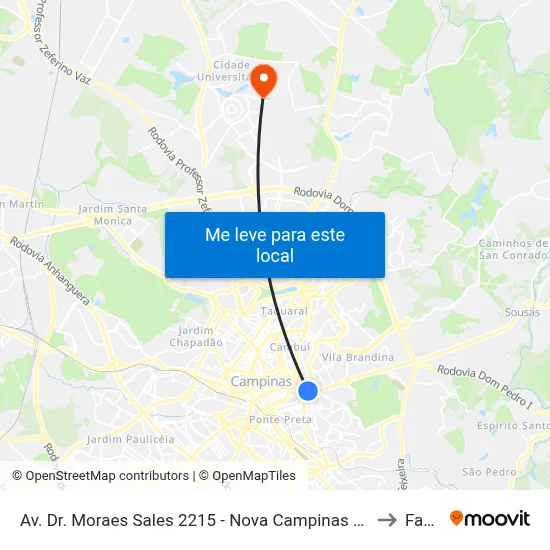 Av. Dr. Moraes Sales 2215 - Nova Campinas Campinas - SP 13092-111 Brasil to Facamp map