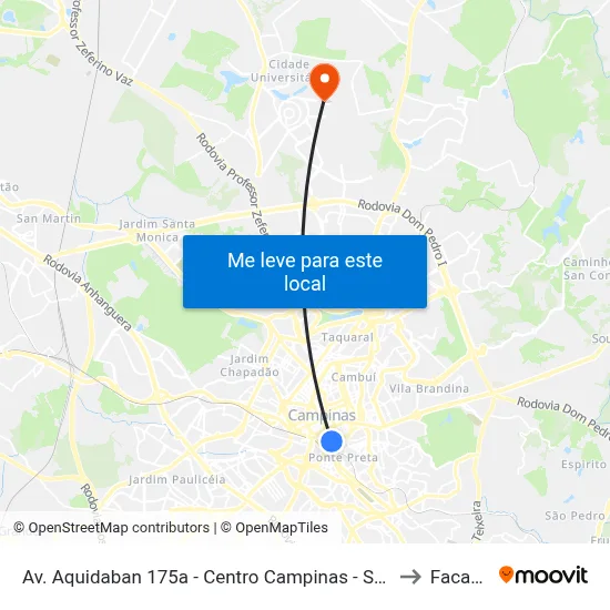 Av. Aquidaban 175a - Centro Campinas - SP Brasil to Facamp map