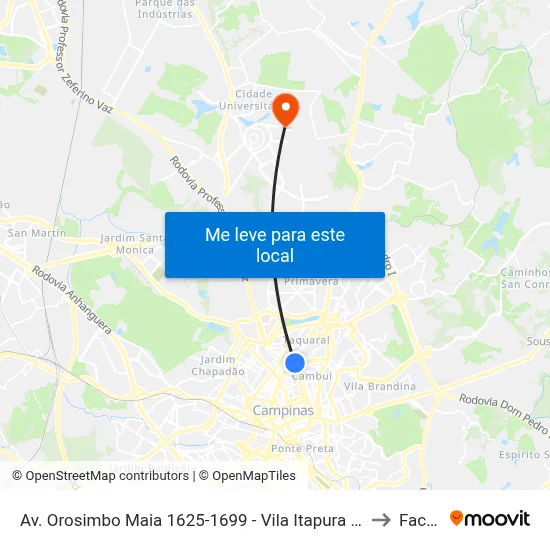 Av. Orosimbo Maia 1625-1699 - Vila Itapura Campinas - SP Brasil to Facamp map