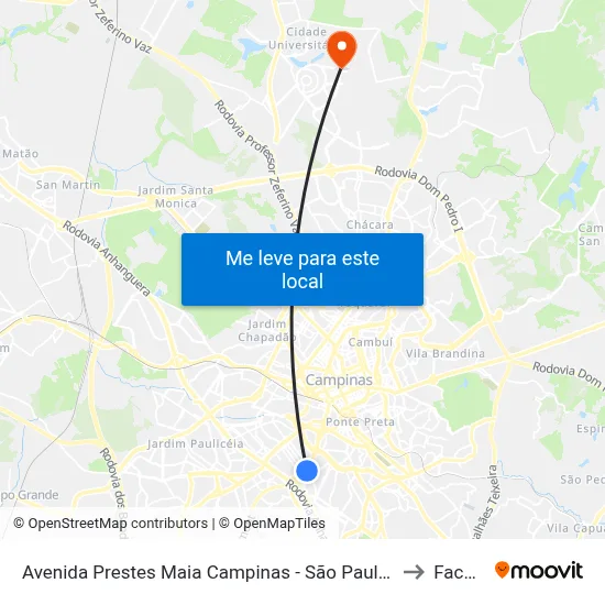 Avenida Prestes Maia Campinas - São Paulo 13040 Brasil to Facamp map