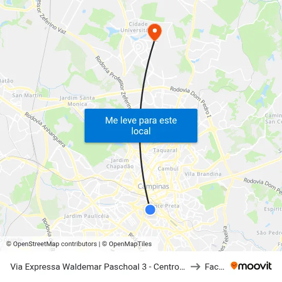 Via Expressa Waldemar Paschoal 3 - Centro Campinas - SP Brasil to Facamp map