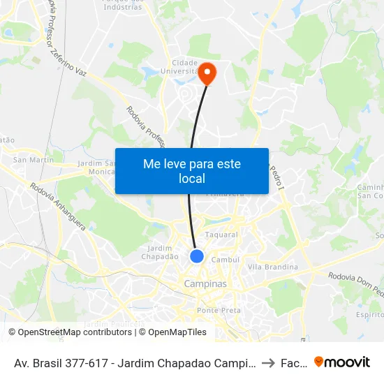 Av. Brasil 377-617 - Jardim Chapadao Campinas - SP 13070-178 Brasil to Facamp map