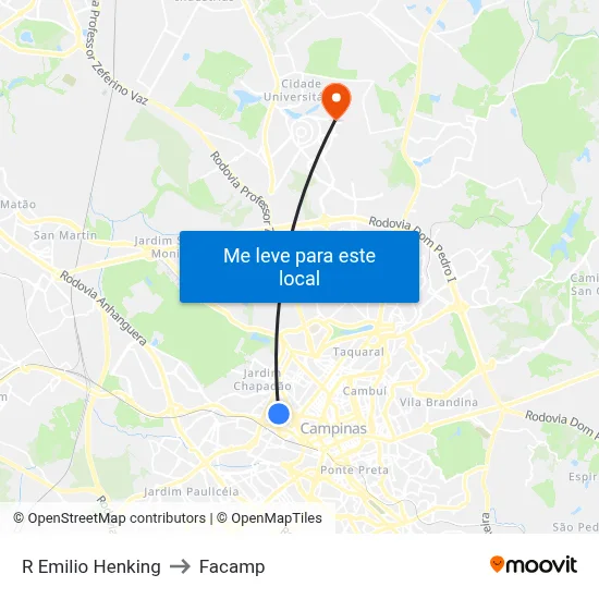 R Emilio Henking to Facamp map