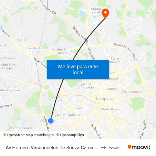Av Homero Vasconcelos De Souza Camargo to Facamp map