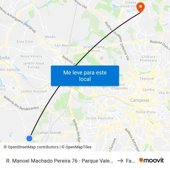 R. Manoel Machado Pereira 76 - Parque Valenca I Campinas - SP 13058-500 Brasil to Facamp map