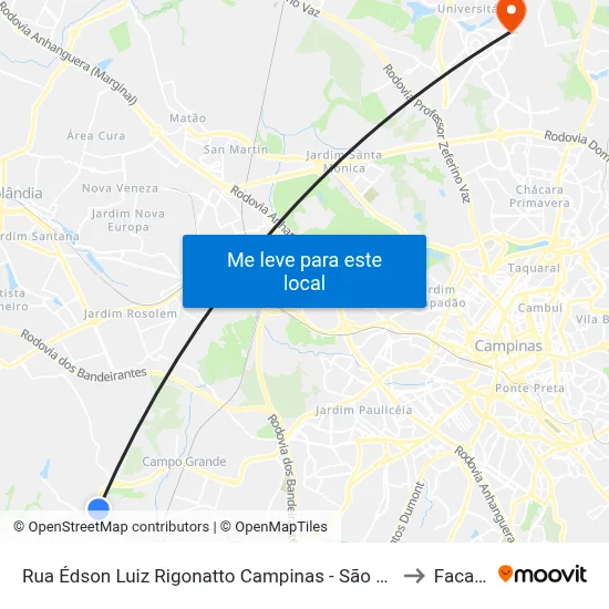 Rua Édson Luiz Rigonatto Campinas - São Paulo Brasil to Facamp map