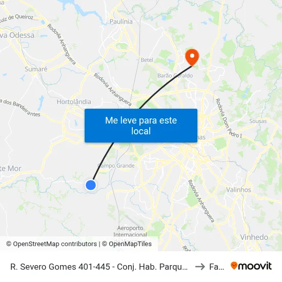 R. Severo Gomes 401-445 - Conj. Hab. Parque Itajai Campinas - SP 13058-035 Brasil to Facamp map