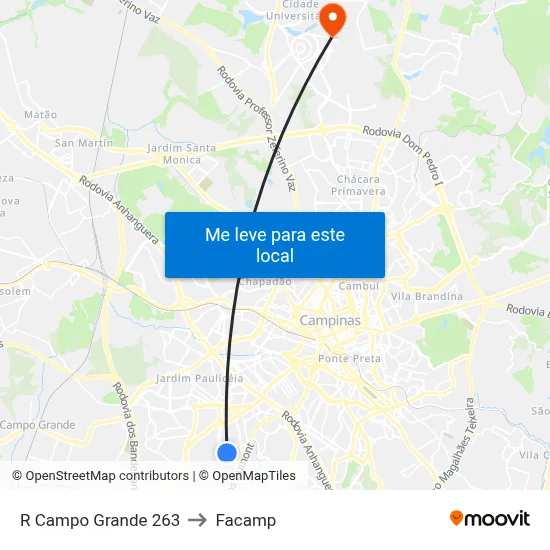 R Campo Grande 263 to Facamp map