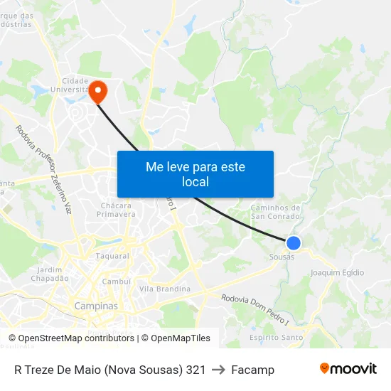 R Treze De Maio (Nova Sousas) 321 to Facamp map