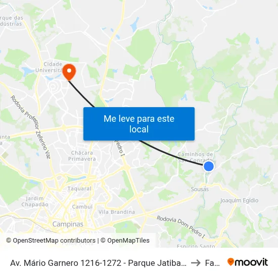 Av. Mário Garnero 1216-1272 - Parque Jatibaia (Sousas) Campinas - SP Brasil to Facamp map