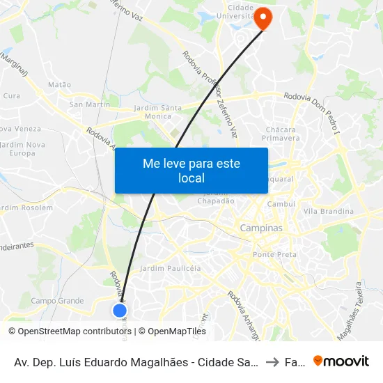Av. Dep. Luís Eduardo Magalhães - Cidade Satélite Íris Campinas - SP 13059-590 Brasil to Facamp map
