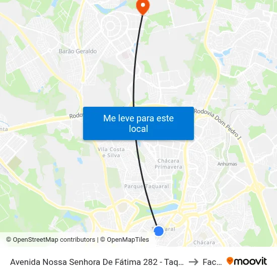 Avenida Nossa Senhora De Fátima 282 - Taquaral Campinas - SP Brasil to Facamp map