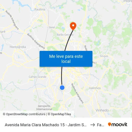 Avenida Maria Clara Machado 15 - Jardim Santa Cruz Campinas - SP Brasil to Facamp map