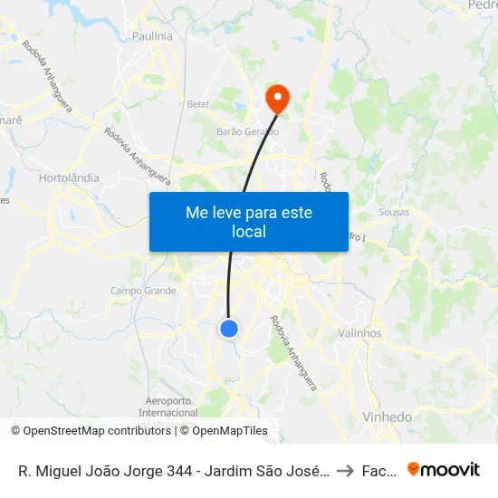 R. Miguel João Jorge 344 - Jardim São José Campinas - SP Brasil to Facamp map