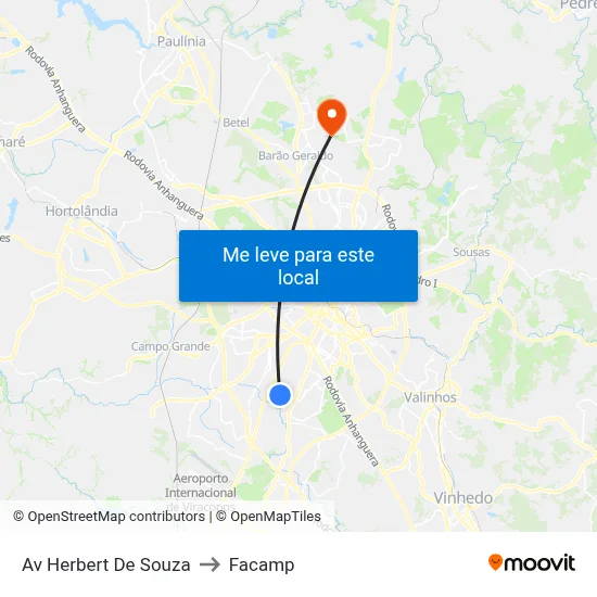 Av Herbert De Souza to Facamp map