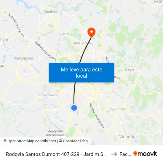 Rodovia Santos Dumont 407-229 - Jardim São José Campinas - SP Brasil to Facamp map