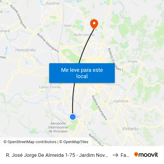 R. José Jorge De Almeida 1-75 - Jardim Nova America Campinas - SP Brasil to Facamp map
