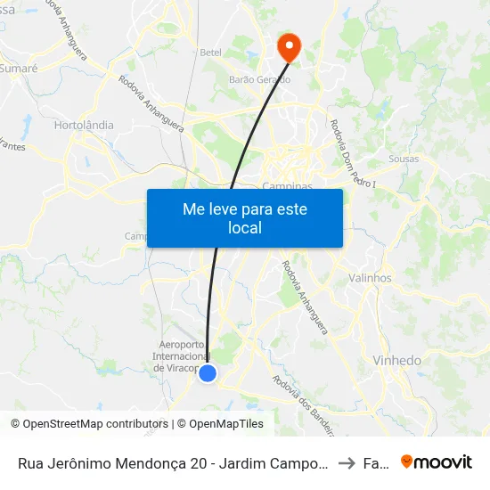 Rua Jerônimo Mendonça 20 - Jardim Campo Belo Campinas - SP 13053-150 Brasil to Facamp map