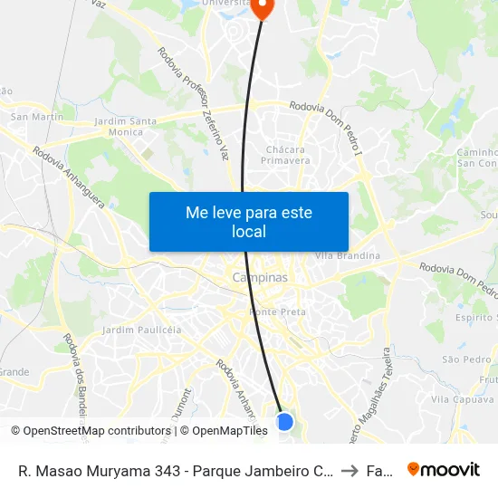 R. Masao Muryama 343 - Parque Jambeiro Campinas - SP 13042-630 Brasil to Facamp map