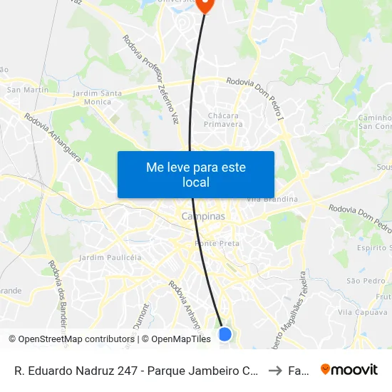 R. Eduardo Nadruz 247 - Parque Jambeiro Campinas - SP 13042-350 Brasil to Facamp map