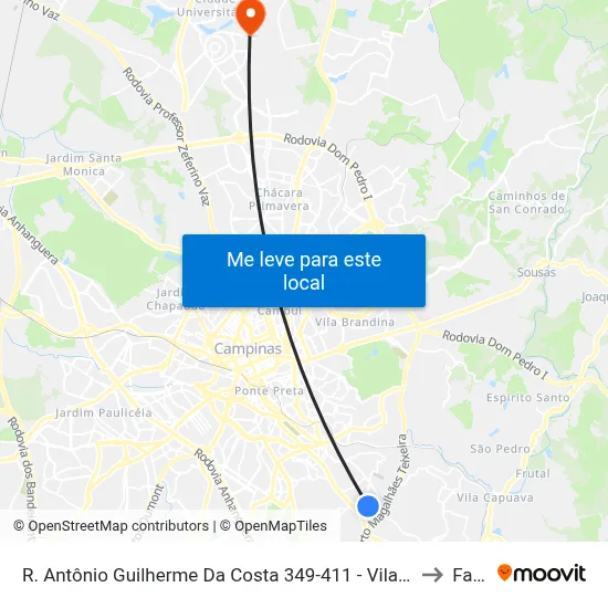 R. Antônio Guilherme Da Costa 349-411 - Vila Formosa Campinas - SP 13045-040 Brasil to Facamp map