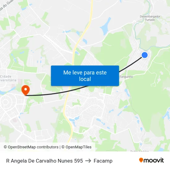 R Angela De Carvalho Nunes 595 to Facamp map