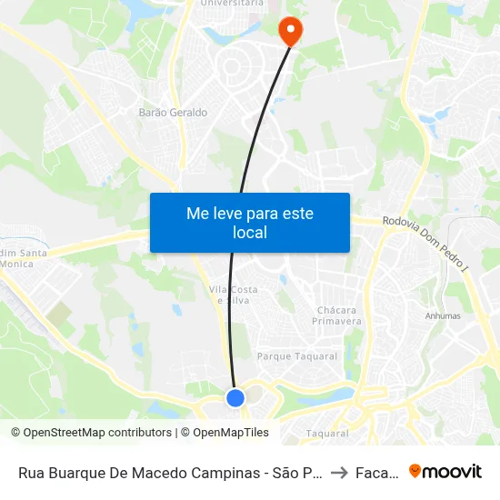 Rua Buarque De Macedo Campinas - São Paulo Brasil to Facamp map