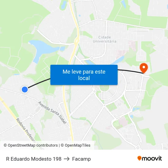 R Eduardo Modesto 198 to Facamp map