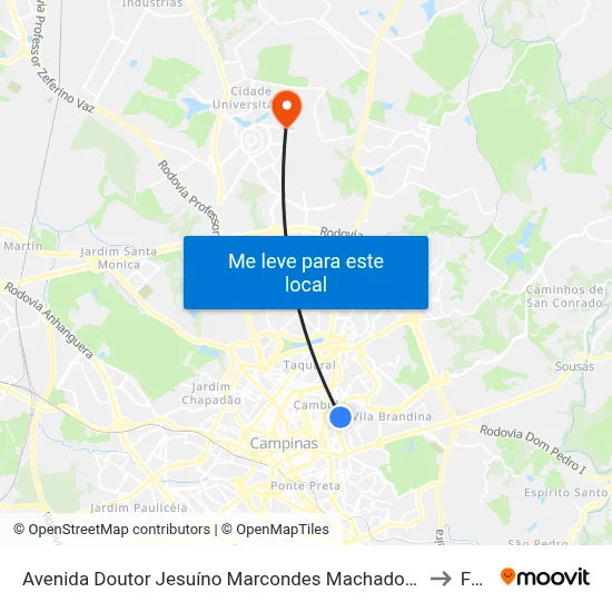 Avenida Doutor Jesuíno Marcondes Machado 1270 - Chácara Da Barra Campinas - SP 13090-723 Brasil to Facamp map