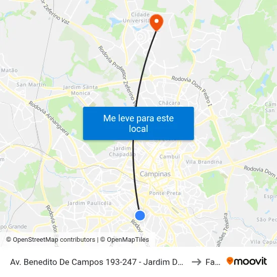 Av. Benedito De Campos 193-247 - Jardim Do Trevo Campinas - SP 13030-100 Brasil to Facamp map