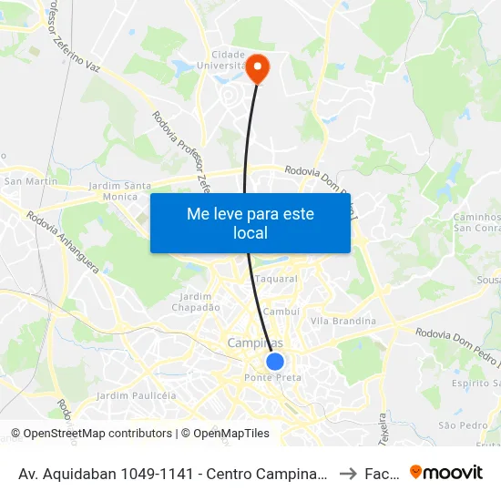 Av. Aquidaban 1049-1141 - Centro Campinas - SP 13015-210 Brasil to Facamp map
