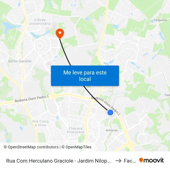 Rua Com Herculano Graciole - Jardim Nilopolis Campinas - SP Brasil to Facamp map