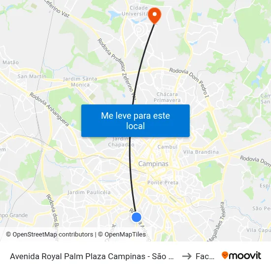 Avenida Royal Palm Plaza Campinas - São Paulo 13051 Brasil to Facamp map