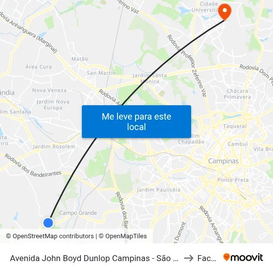 Avenida John Boyd Dunlop Campinas - São Paulo 13058 Brasil to Facamp map