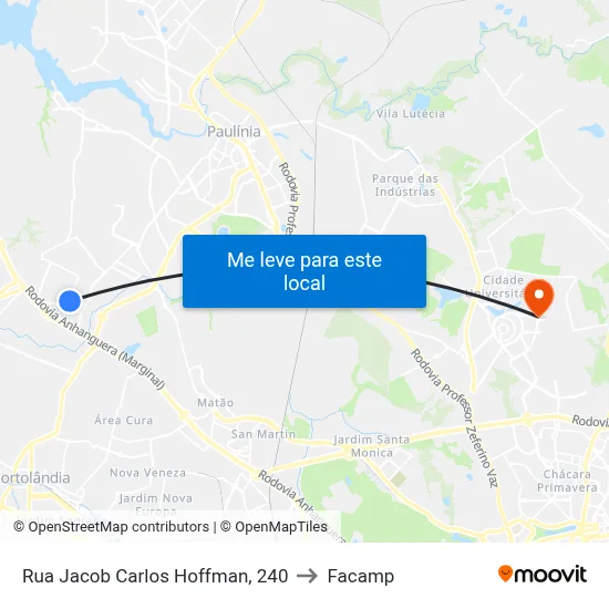 Rua Jacob Carlos Hoffman, 240 to Facamp map