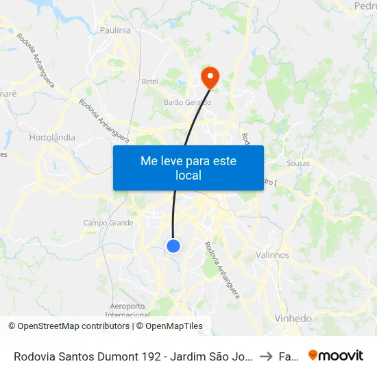 Rodovia Santos Dumont 192 - Jardim São José Campinas - SP 13030-150 Brasil to Facamp map