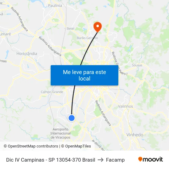 Dic IV Campinas - SP 13054-370 Brasil to Facamp map