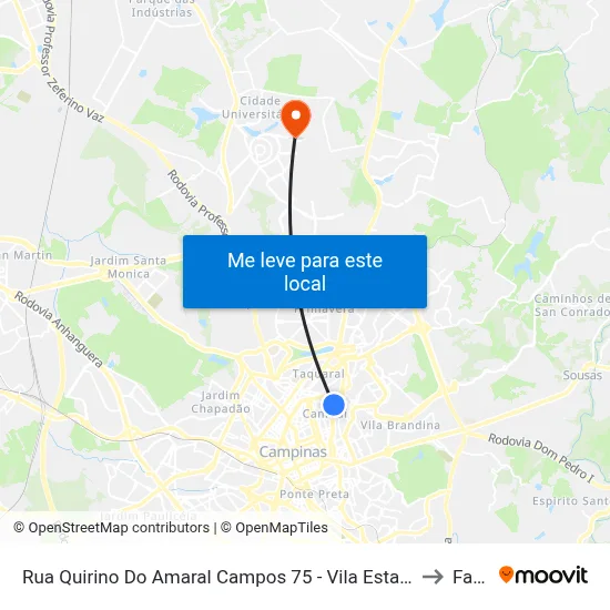 Rua Quirino Do Amaral Campos 75 - Vila Estanislau Campinas - SP 13023-570 Brasil to Facamp map