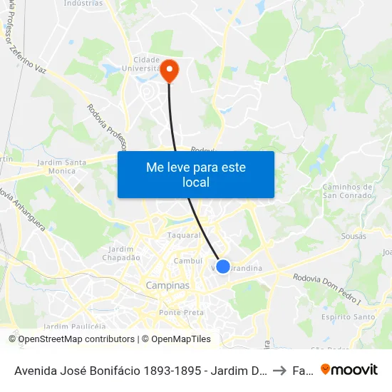 Avenida José Bonifácio 1893-1895 - Jardim Das Paineiras Campinas - SP 13092-305 Brasil to Facamp map