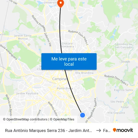 Rua Antônio Marques Serra 236 - Jardim Antonio Von Zuben Campinas - SP 13044-500 Brasil to Facamp map