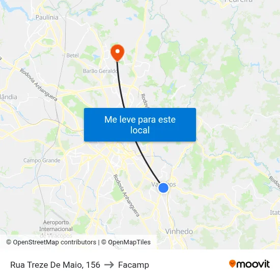 Rua Treze De Maio, 156 to Facamp map