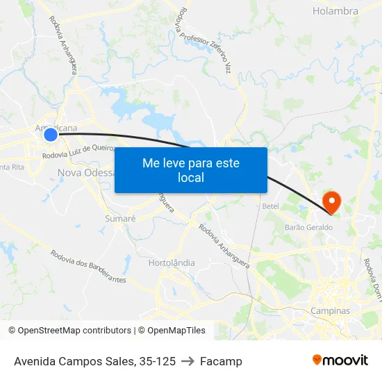 Avenida Campos Sales, 35-125 to Facamp map