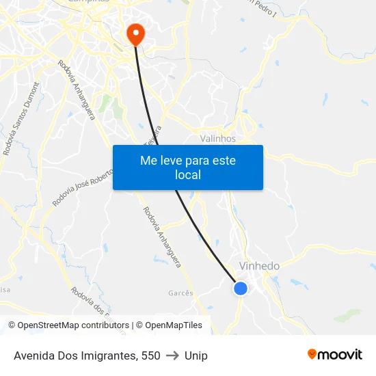 Avenida Dos Imigrantes, 550 to Unip map