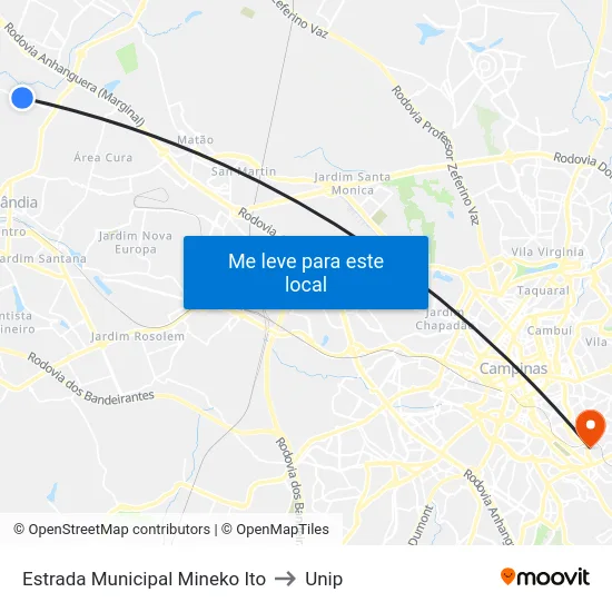 Estrada Municipal Mineko Ito to Unip map