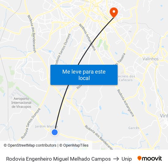 Rodovia Engenheiro Miguel Melhado Campos to Unip map