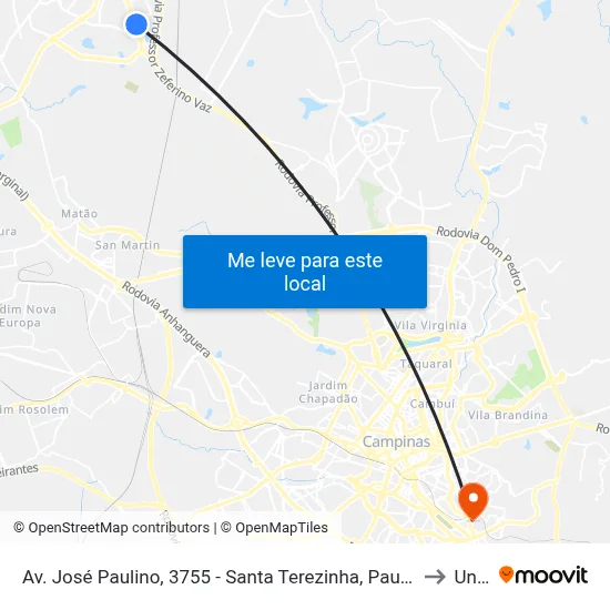 Av. José Paulino, 3755 - Santa Terezinha, Paulínia to Unip map