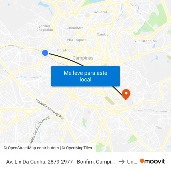 Av. Lix Da Cunha, 2879-2977 - Bonfim, Campinas to Unip map